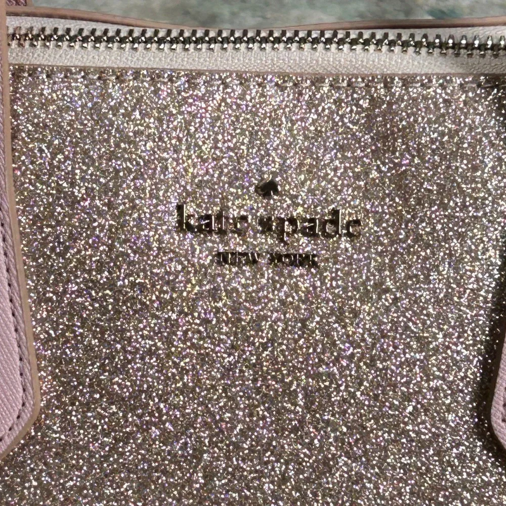 Kate Spade Crossbody Bag Womens Small Rose Gold Glitter Satchel Handbag